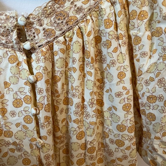 Butter yellow Floral Puff Sleeve Dress farmhouse dress - Picture 2 of 9